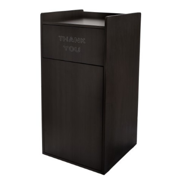 Alpine Industries Black 40 Gallon Wood Receptacle Enclosure with Drop Hole and Tray Shelf ALP476-BLK